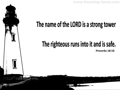 Proverbs 18:10 The Name Of The Lord Is A Strong Tower (white)